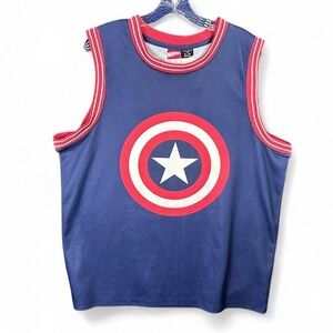 Captain America #41 Basket Ball Jersey Mens‎ Size XL Blue Marvel